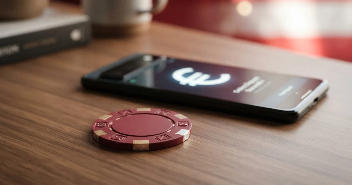 PayPal-Logo neben einer durchgestrichenen Casino-Chip-Grafik auf rot-weiß-rotem Hintergrund