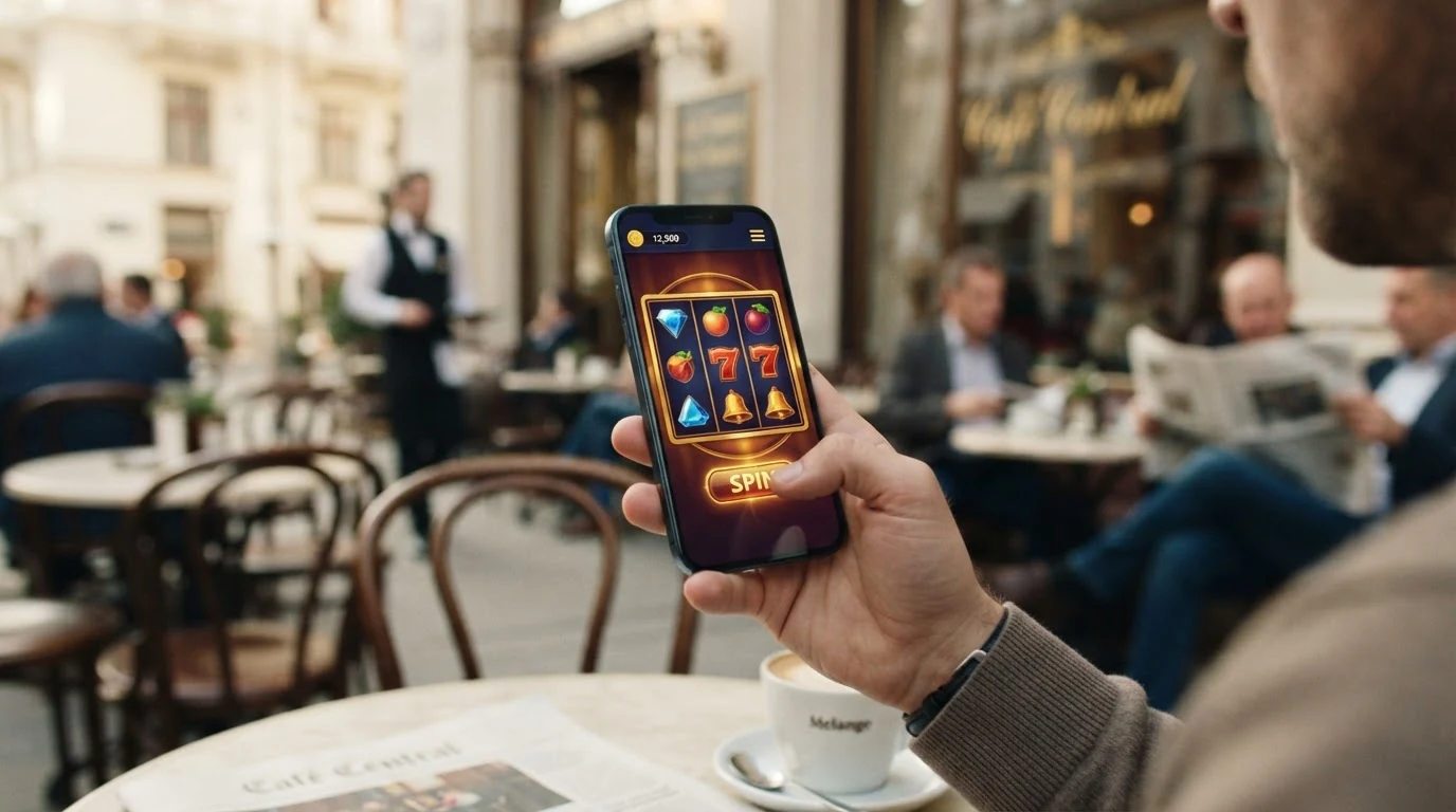 Smartphone mit Casino-App und mobilem Browser nebeneinander
