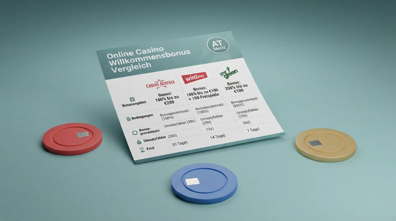 Eine vergleichende Übersicht von Casino-Willkommensboni mit hervorgehobenem Sofort-Logo und unterschiedlichen Prozentwerten
