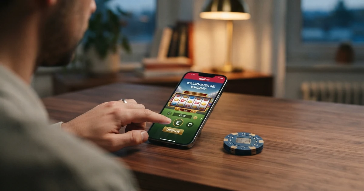 Ein Smartphone mit geöffneter Casino-App und dem Magenta-Logo auf dem Bildschirm, daneben eine Handyrechnung