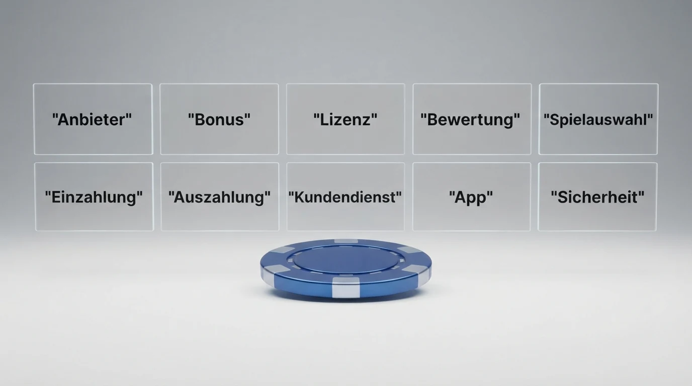 Zehn Casino-Logos in einer übersichtlichen Vergleichstabelle mit Hervorhebung des Lizenzstatus