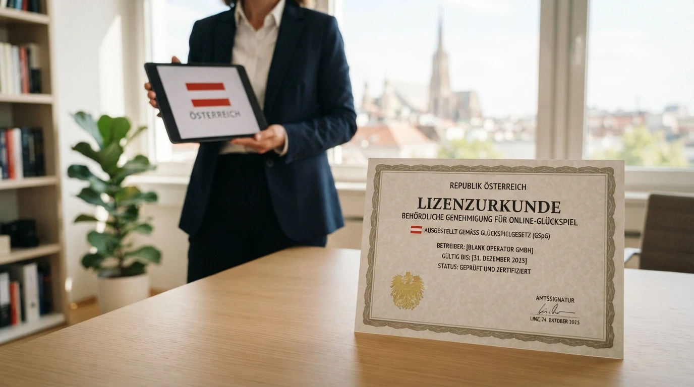 Die österreichische Flagge neben einem Paragrafen-Symbol und einem Fragezeichen