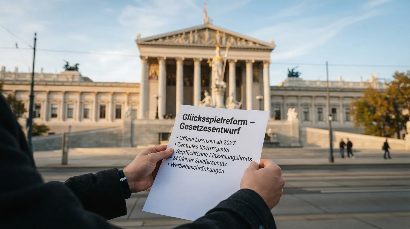 Das österreichische Parlamentsgebäude an der Wiener Ringstraße bei Tageslicht
