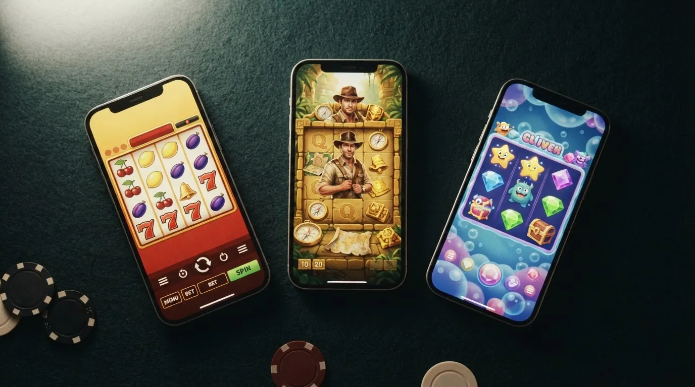 Screenshots der drei Slots mit dem höchsten RTP — Mega Joker, Book of 99 und Ugga Bugga — nebeneinander mit sichtbaren Spieloberflächen
