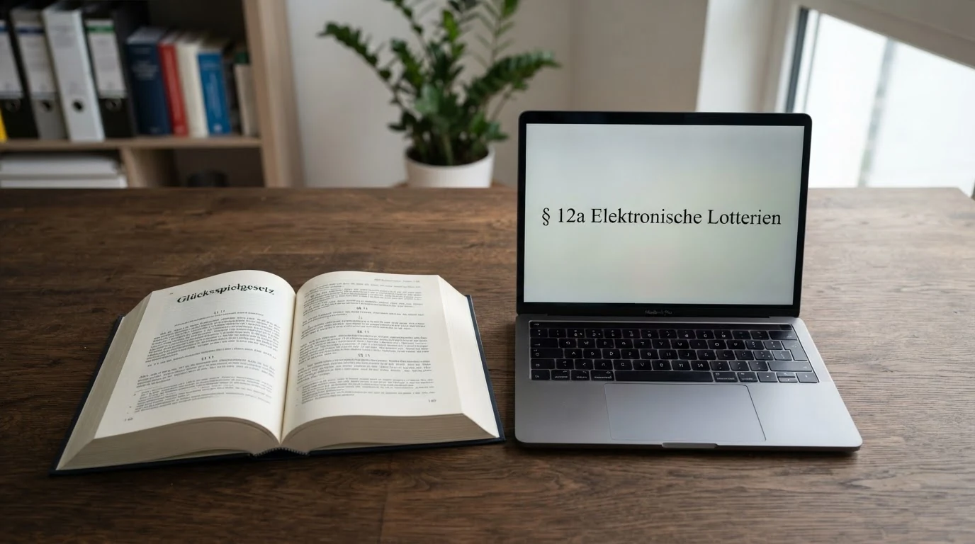 Ein aufgeklapptes Gesetzbuch vor einem Laptop-Bildschirm