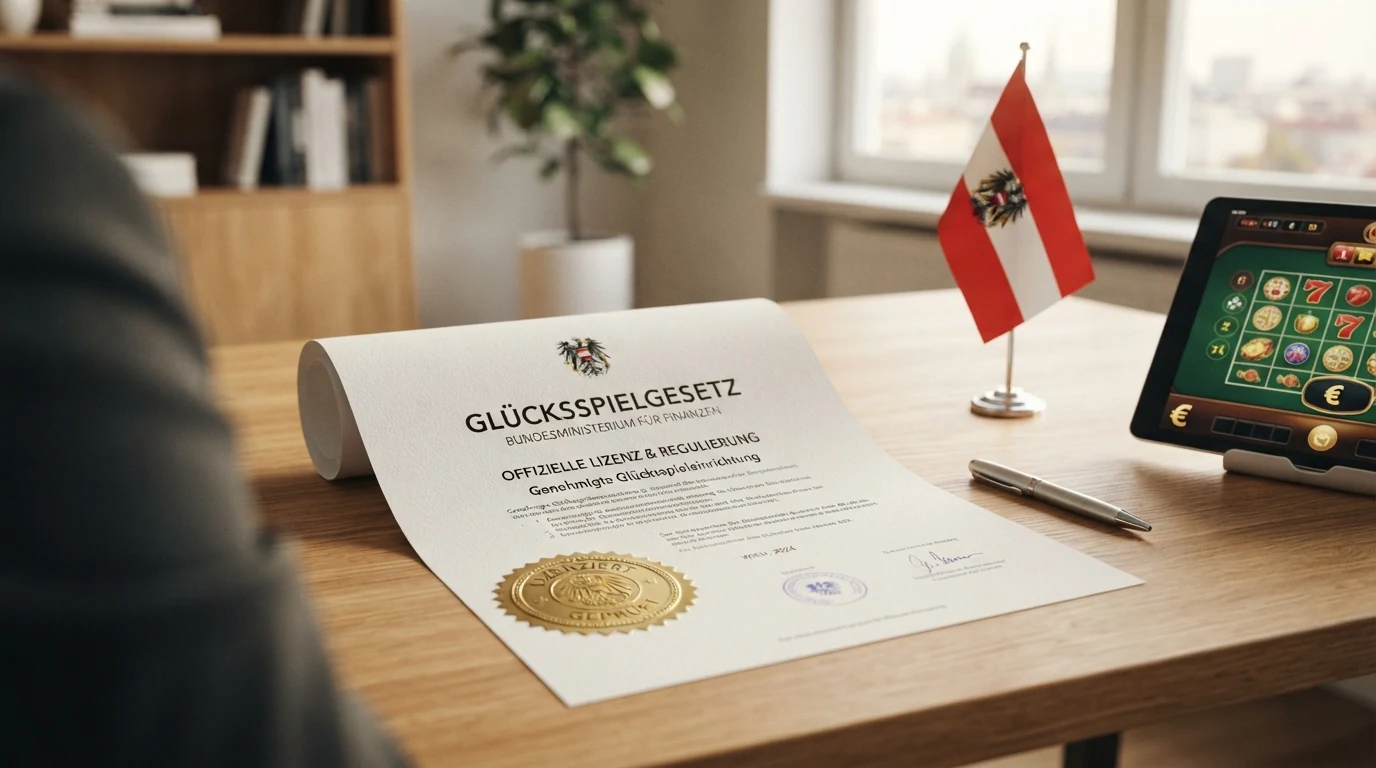 Offizielles österreichisches Hoheitszeichen oder BMF-Gebäude als Symbolbild für die Glücksspielaufsicht