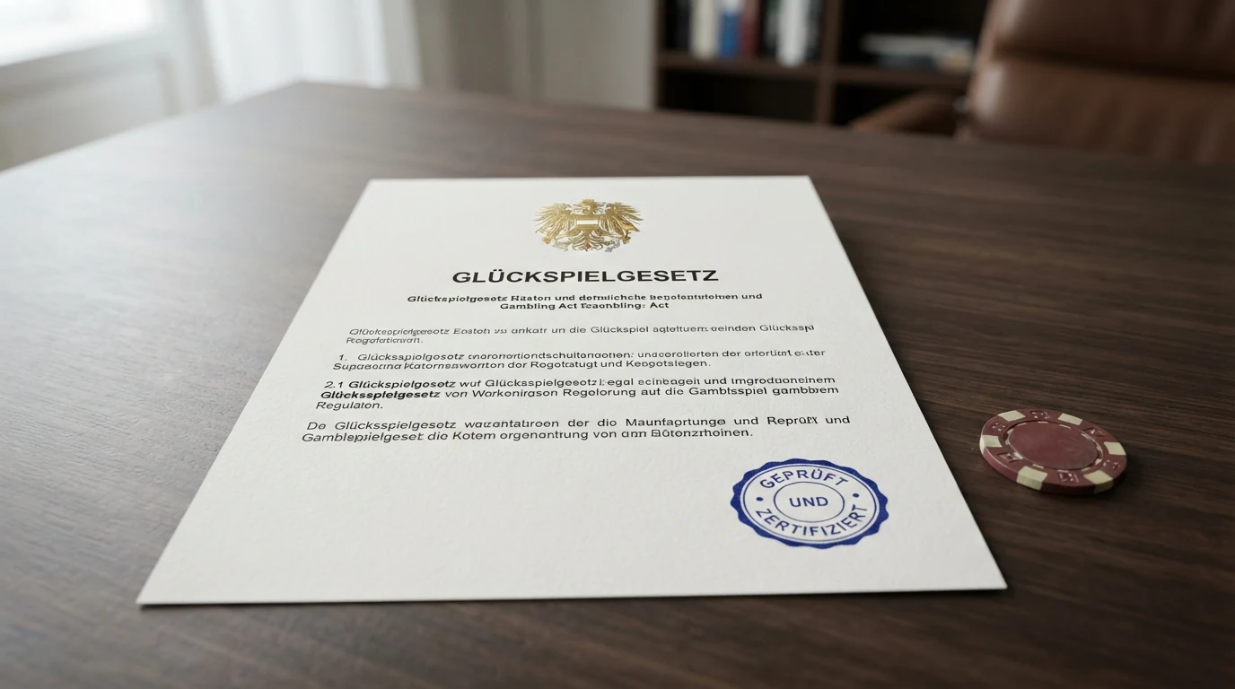 Ein offizielles Dokument mit dem österreichischen Bundesadler und dem Schriftzug „Glücksspielgesetz“