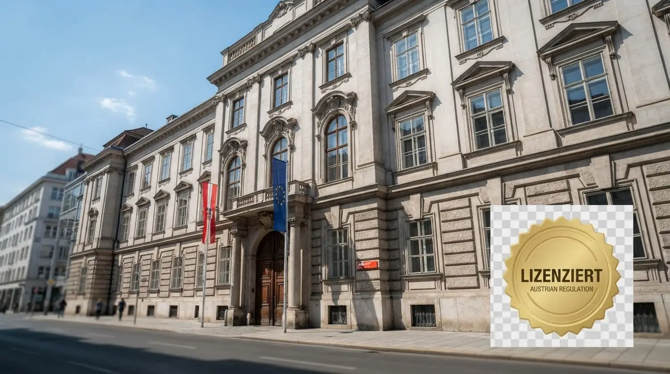 Das Amtsgebäude des BMF in Wien und das Logo der Österreichischen Lotterien