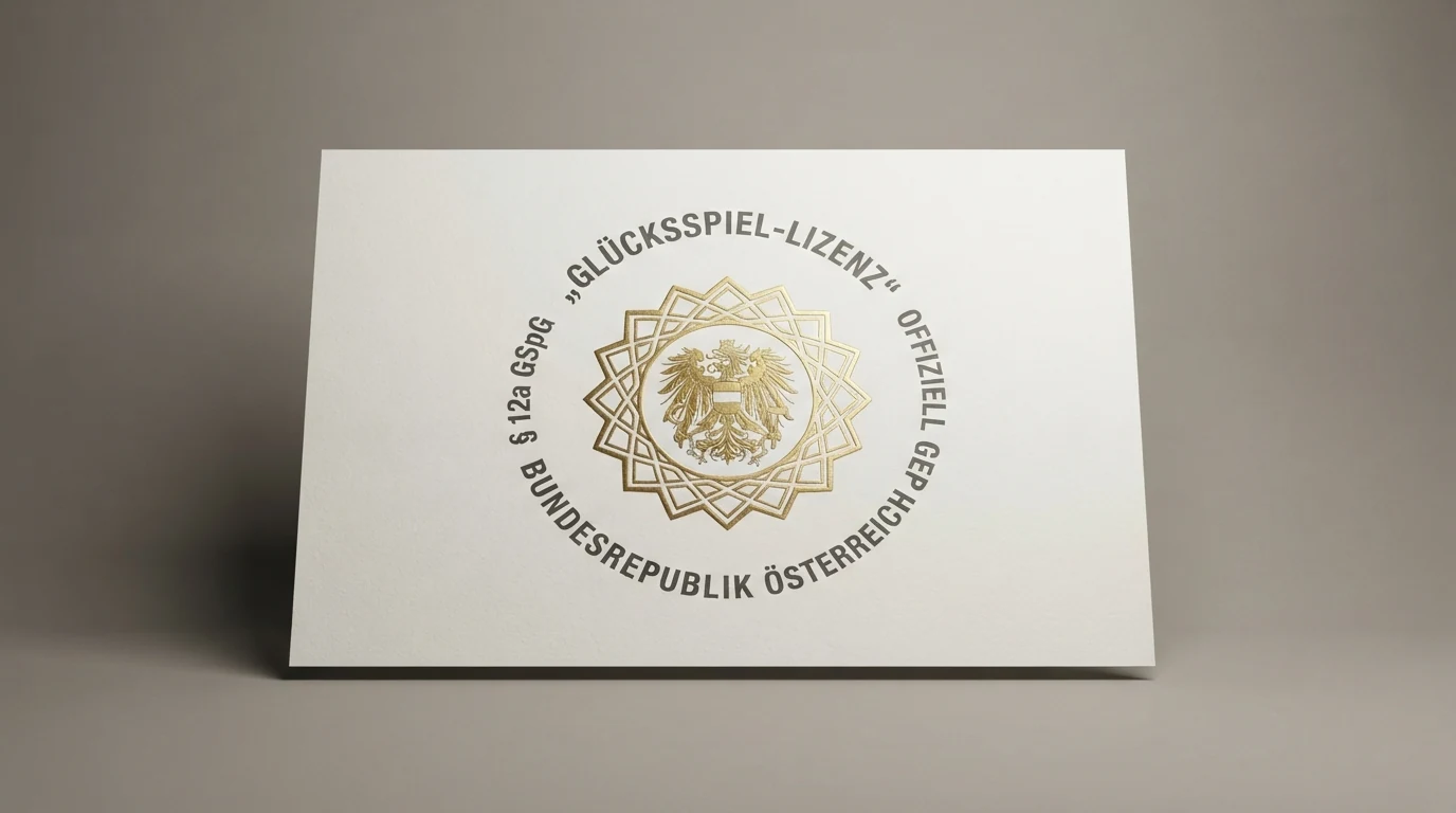 Ein offizielles Dokument mit österreichischem Bundesadler und dem Schriftzug „Glücksspielgesetz“ auf einem Schreibtisch