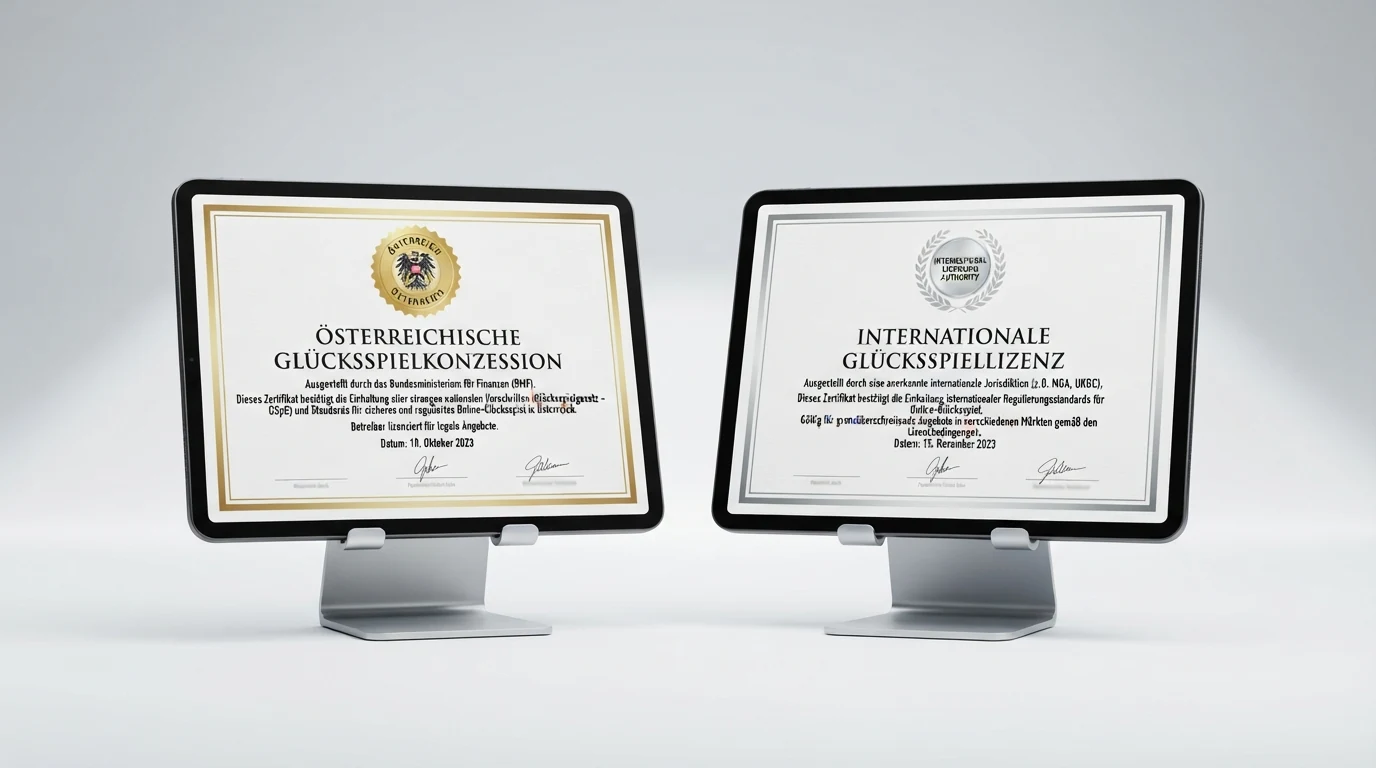 Gegenüberstellung: AT-Konzession der Österreichischen Lotterien und internationale Lizenzen (MGA, Gibraltar)