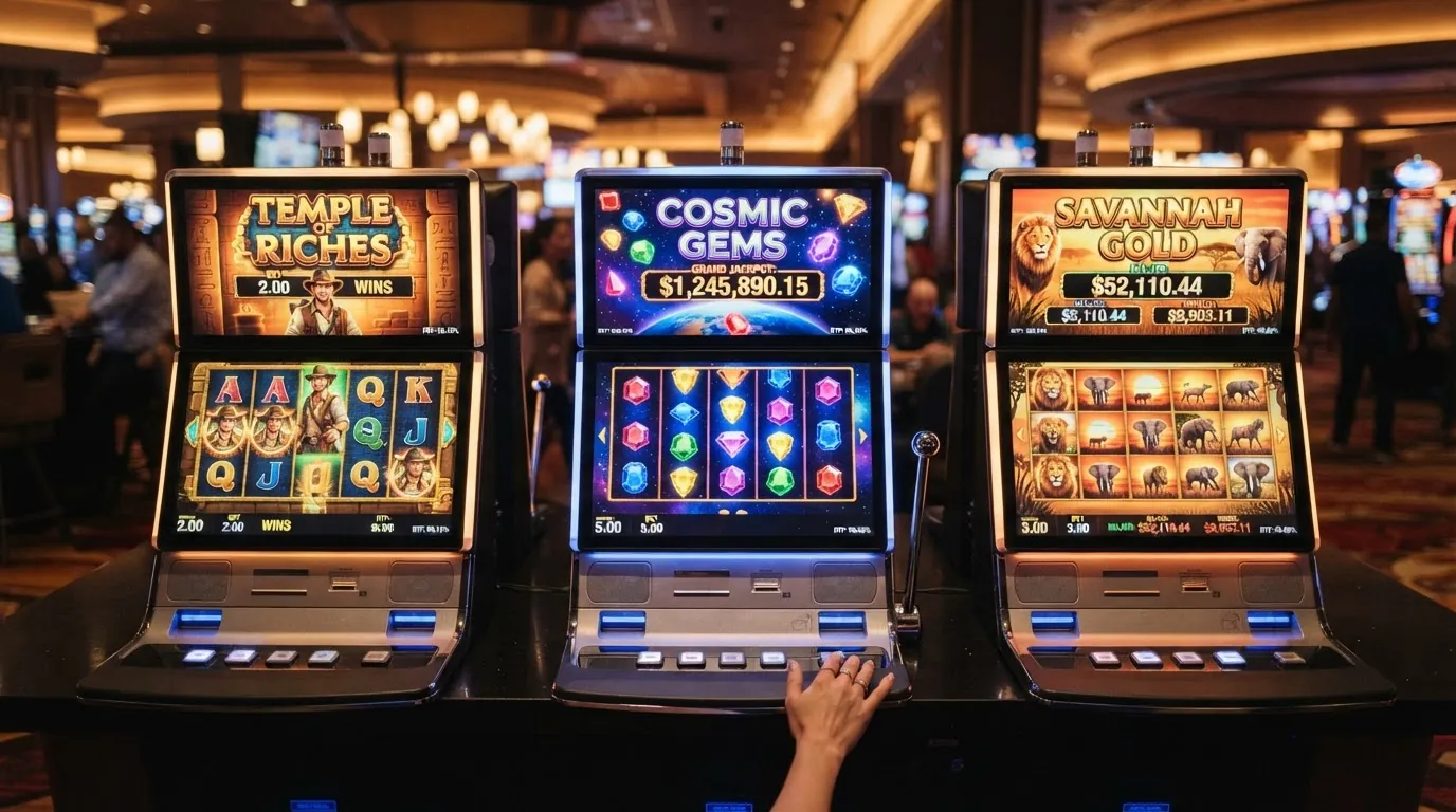 Drei Slot-Screenshots (Book of Dead, Starburst, Mega Moolah) mit eingeblendeten RTP-Prozentwerten