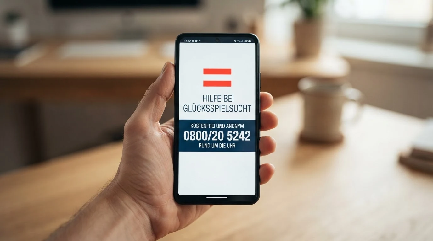 Symbolbild Spielerschutz: Telefon-Symbol und Hilfslogo mit der Aufschrift einer Beratungs-Hotline